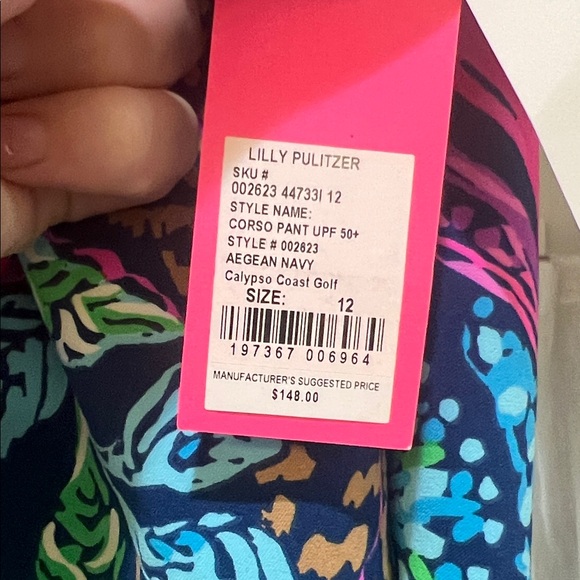 Lilly Pulitzer Vibrant Pink and Blue Leggings - Picture 2 of 8